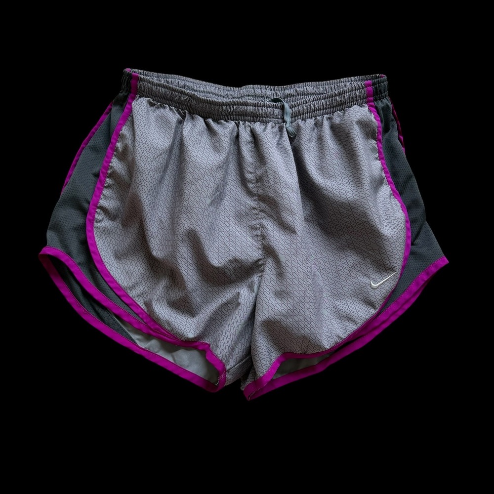 Y2K Nike Dri-FIT Grey Purple Geometric Running Shorts Size Medium